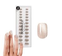 DOONAILS Press On Nails Set da 30 pezzi Champagne Cateye forma quadrata glitter - Unghie da incollare Full Cover in qualità da salone - Finte nails Soft Gel Extra Short - Naturale e piacevole da