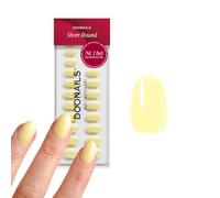 DOONAILS® Set di 30 unghie finte a pressione in gel morbido, colore giallo pastello, a copertura completa, qualità da salone