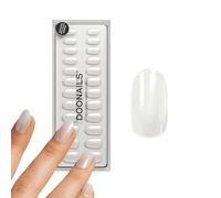 DOONAILS® Set di 30 unghie finte a pressione in gel morbido, colore milkshake, colore rosa chiaro, rotonde, leggermente trasparenti, 15 misure, 6-14 mm, lunghezza 18 mm
