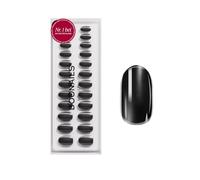DOONAILS® Set di 30 unghie finte a pressione in gel morbido, colore nero perlato, rotonde, medie e cromate, copertura completa, qualità da salone