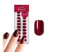 DOONAILS® Soft Gel Press On Nails, set da 30, Love Paris - Short Square, rosso scuro - Unghie da incollare, Full Cover Fake Nails, 15 misure 7-14 mm, lunghezza 16 mm