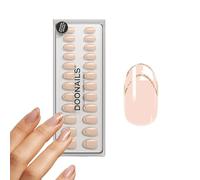DOONAILS - Soft Gel Press On Nails Set da 30 pezzi Golden French Forma arrotondata - Chiodi da incollare Full Cover in qualità da salone - Finte unghie Soft Gel Medium - Naturale e piacevole al tatto