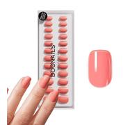 DOONAILS Soft Gel Press On Nails, set da 30 pezzi, Peach Please Short Square Form Pink Orange Unghie da incollare, copertura completa in qualità da salone, finte unghie in gel morbido, pantaloncini