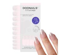 DOONAILS® Strisce gel UV Silver Glitter Ombre Nude con sfumatura argentata glitterata, pellicola per unghie che indurisce UV, 20 strisce per 2 manicure, tenuta fino a 14 giorni, senza HEMA e vegane