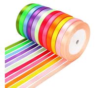 Dooozy Nastro di Raso, 12 Colori 10mm 22m Nastro Regalo in Tessuto Nastro Satinato per Confezioni Regalo, Evento Festivo, Decor di Nozze, Bomboniere, Regali Decor