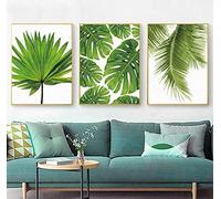 DOOPVM 3 Pezzi Foglia di Banana Tropicale su Tela Dipinto Foglie di Palma fresche Pianta nordica Verde Poster Pianta da Parete Immagine Decorazione della Stanza Nessuna Cornice 40x60cm
