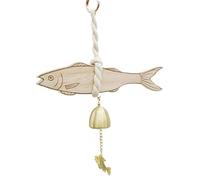 Door Bell, Shop Chime, Rustic Wooden Ringer with Fish Accent 11.81 inch for Store Entry, Decorative Hanging Dorm Apartment Living Room, Easy Mount Vintage Doorbell Cafe Studio Home Interior