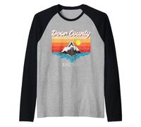 Door County Vintage Tramonto USA Vacanza Maglia con Maniche Raglan