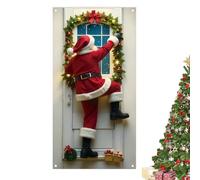 Door Cover - Front Door Christmas Décor, Decorative Polyester 2d Sant A Claus, Santa Claus Doors Banner Cover | For Kitchens Bedrooms Classroom School Living Room Den, Christmas Dor Decorations