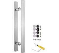 Door Handle Double Sided-with Accessories, Sliding Gate Handle for Barn/Office/Glass/Front Door, Anti-Rust Handle Pull Set, 50 60 80 120cm Long(Silver,120cm/47 1/4"-80cm)