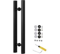 Door Handle Double Sided-with Accessories, Sliding Gate Handle for Barn/Office/Glass/Front Door, Anti-Rust Handle Pull Set, 50 60 80 120cm Long(Black,80cm/31 1/2"-50cm)