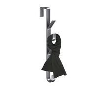 Door Hooks, Space Savers, Steel Organizers, Carbon Steel Costrution, Vertical Multi Hook Design, for Clothes Towels Bags Entrance Bathrooms Closets, Grigio 2 Sizes