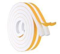 Door Insulation Strip, Weather Foam Sealant, Adhesive Barrier Tape, Waterproof Soundproof Foam, for Window Frame Shower Garage Basement Car House Floor, Style: white, 5 meters