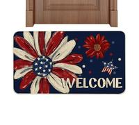 Door Mat Outdoor Rug, Non Slip Absorbent Entry Carpet, Patriotic Theme Floor Mat, Dirt Trapping, Quick Dry Comfort Layer, 73x43cm, for Porch Entryway Outside Patio Entry Kitchen