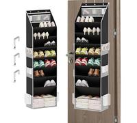 Door Shoe Organizer - 8 Tier Hanging Rack | 8-Layer Over the Door Shoe Organizer for 16-24 Shoes, Heavy Duty Storage Holder with Sturdy Oxford Fabric, Ideal for Bedroom, Bathroom, RV, Utility Room