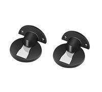 Door Stop, 2 Pack Black Magnetic Door Stopper Adhesive Magnetic Door Stop Stainless Steel Invisible Door Stoppers with Self Adhesive and Screws, Floor Mount Door Holder Door Catch