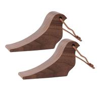 Door Stop Carved Bird Shaped Beech Walnut Multicolor 8.5x7cm 1-2 Pcs(Walnut Color,2 pcs)