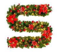 Door Wreath | Festive Adjustable Realistic Decoration,Christmas Artificial Holiday Garland - For Indoor Outdoor Wall Railing Holiday Home Farmhouse Porch Parties Window