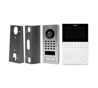 DoorBird D11 Home Set | Set di videocitofono in acciaio inox V2A, stazione interna video in bianco e adattatore montaggio a parete