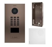 DoorBird - Kit d2101bv + a1061 W + sup-d2101bv - Portier Video Ip lettore Badge + Campanello + Supporto di montaggio - Bronzo