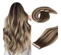 DOORES Capelli Veri Extensions, Balayage Marrone Cioccolato a Biondo 55cm 22 pollice 100g 40pcs, Capelli Lisci Remy Human Hair Skin Weft