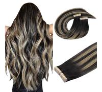 DOORES Extension adesive per capelli umani, con balayage da nero naturale a biondo chiaro, 50,8 cm, 40 pezzi, 100 g, capelli veri, lisci e naturali