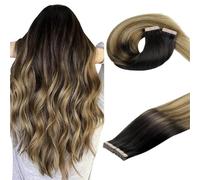 DOORES Extension Bioadesive Capelli, Castano Scuro fino a Castano e Biondo Sporco Evidenziato 60cm 24 pollice 100g 40pcs, Silky Straight Pelle Weft Nastro Extension