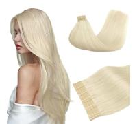 DOORES Extension Capelli Bioadesive, Biondo Patino 60cm 24 pollice 50g 20pcs, Blond Extension Bioadesive Capelli Veri Capelli Lisci Umano Extensions