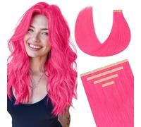 DOORES Extension Capelli Veri Biadesivo, 10pz 45cm 25g, Rosa Caldo Tape in Hair Extension Biadesive Capelli Veri Lisci Remy