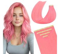 DOORES Extension Capelli Veri Biadesivo, 10pz 45cm 25g, Rosa Pesca Tape in Hair Extension Biadesive Capelli Veri Lisci Remy