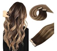 DOORES Extension Capelli Veri Biadesivo, Balayage Marrone Cioccolato a Biondo Caramello 55cm 22 pollice 100g 40pcs,Capelli Lisci Remi Tape in Hair Extensions