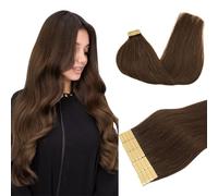 DOORES Extension Capelli Veri Biadesivo, Marrone Cioccolato 45cm 18 pollice 50g 20pcs, Invisibilità Tape in Hair Extensions Capelli Lisci Real Human Hair
