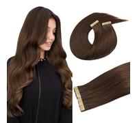 DOORES Extension Capelli Veri Biadesivo, Marrone Cioccolato 50cm 20 pollice 100g 40pcs, Invisibilità Tape in Hair Extensions Capelli Lisci Real Human Hair