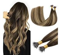 DOORES Extension per capelli con nano perline, 35,5 cm, 50 g, 100 s, da marrone cioccolato a biondo caramello, extension per capelli con nano anello invisibile, fusione fredda