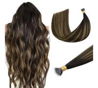 DOORES Extension per capelli con nano perline, 50 g, 50 g, balayage da castano scuro a castano castano, extension per capelli con nano anello invisibile, per tutta la testa