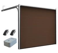 DoorHan Porta sezionale da garage con operatore e trasmettitore manuale | Per l'auto montaggio | Dimensioni selezionabili | 5 Colori (RAL 8014 (Marrone Seppia), Larghezza 2500 mm x Altezza 2530 mm)