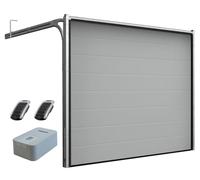 DoorHan Porta sezionale da garage con operatore e trasmettitore manuale | Per l'auto montaggio | Dimensioni selezionabili | 5 Colori (RAL 9006 (Argento), Larghezza 2500 mm x Altezza 2150 mm)