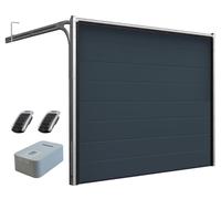 DoorHan Porta sezionale da garage con operatore e trasmettitore manuale | Per l'auto montaggio | Dimensioni selezionabili | 5 Colori (2375 x 2280, RAL 7016 Grigio Antracite)