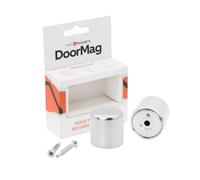 DoorMag - Magnete per porta bifold, chiusura magnetica e fermaporta per porte pieghevoli a due pieghe, supporto magnetico resistente, viti di fissaggio incluse, cromo spazzolato