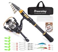 Doorslay Set da pesca portatile, kit professionale completo, canna da pesca telescopica da 2,4 m, mulinello da pesca, esca, filo da 100 m, per principianti e amanti della pesca (tipo B-18)