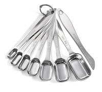 Doosu Set di cucchiai dosatori in metallo, cucchiaino da tè quadrato stretto con manico lungo in acciaio inossidabile 18/8, adatti ai barattoli per spezie con livellatore (Set di 8)