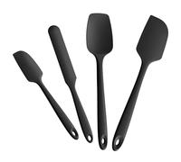 Doosu Spatole cucina silicone, resistenti al calore 315℃, 4 pezzi, nero | Raschietto ciotola gomma alimentare , utensile morbido, non graffia, antiaderente cucinare, cuocere, mescolare e raschiare