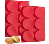 Dootafy Stampi per panini per hamburger, confezione da 2 teglie in silicone, 4 pollici a strati per torte piccole, muffin, panino, crema pasticcera, crostata, sottobicchiere in resina