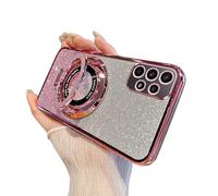 Doowear Custodia magnetica per Galaxy A32 5G [supporto caricatore Magsafe] Supporto wireless glitterato placcato con supporto antiurto per obiettivo fotocamera custodia per Samsung Galaxy A32 5G-rosa