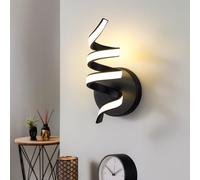 Dopa Applique LED a Spirale 12W Lampada da Parete Moderna da Interno per Comodino e Muro 3 Temperature di Luce 3000K 4000K 6500K Design Decorativo per Soggiorno Camera Corridoio (Nero)