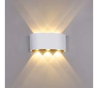 Dopa Dopastore Applique da Parete LED 10W Design Moderno Bianco Lampada da parete Da Interno Esterno Impermeabilità IP65 Per Camera Salone Giardino (Luce calda 3000K)