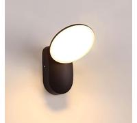 Dopa Dopastore Applique da Parete LED 12W Design Moderno Nero con Testa Circolare Rotante per Ambienti Interni e Esterni IP54 (Luce naturale 4000K)