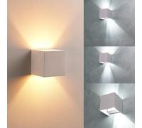 Dopa Dopastore Applique da Parete LED 20W Design Cubo Luce Bidirezionale Lampada Moderna IP65 Terrazza Giardino Patio (Luce calda 3000K, Bianco)