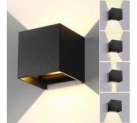 Dopa Dopastore Applique da Parete LED 20W Design Cubo Luce Bidirezionale Lampada Moderna IP65 Terrazza Giardino Patio (Luce calda 3000K, Nero)