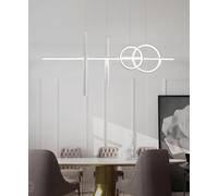 Dopa Dopastore Lampadario a Sospensione LED 48W Design Geometrico Cerchi e Cilindri con Base Lineare Lampada Moderna IP20 da Interni Bianca (Luce fredda 6500K)